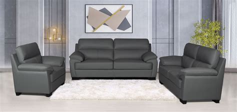 Grey Leather Sofa Set Eco Furniture