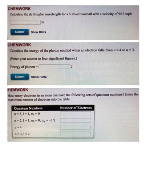 Solved CHEMWORK Calculate The De Broglie Wavelength For A Chegg