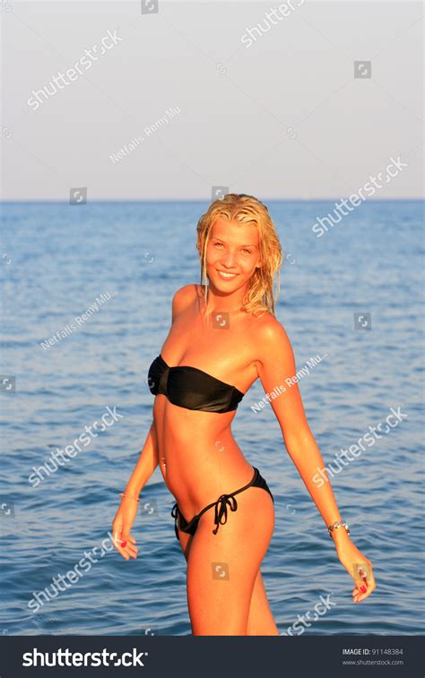 Woman Bikini On Sea Background Stock Photo Shutterstock
