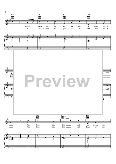 Fraulein" Sheet Music by Willie Nelson for Piano/Vocal/Chords - Sheet Music Now