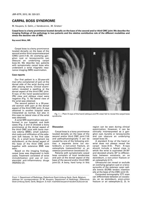 (PDF) Carpal boss syndrome