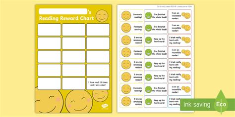 Smiley Faces Themed Reading Sticker Reward Charts Twinkl