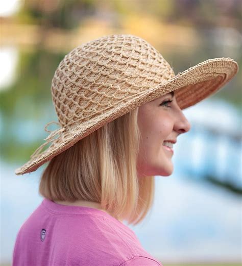 Women S Natural Raffia Straw Hat With Wide Brim Summer Hats Garden