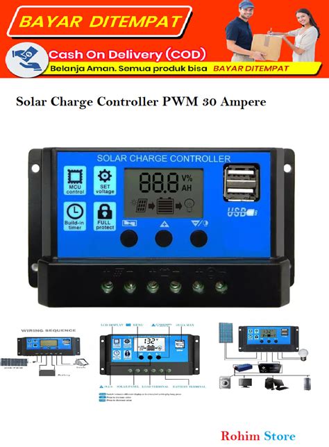 SCC Solar Charge Controller PWM 30 Ampere Panel Surya Solar Panel