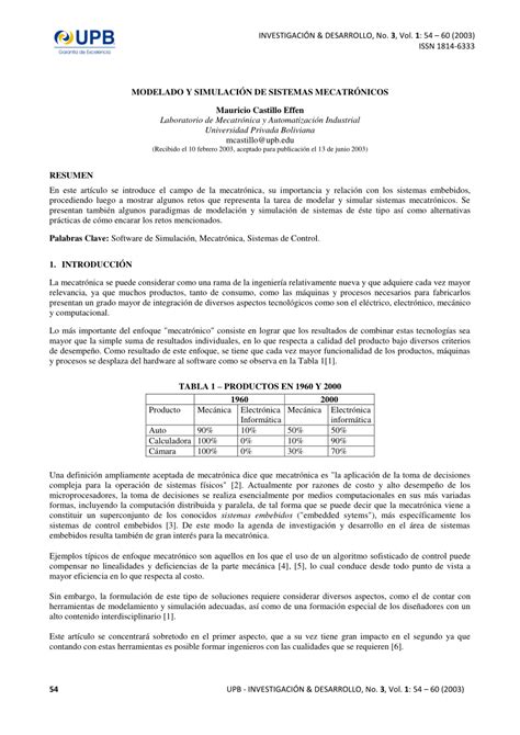 Pdf Modelado Y SimulaciÓn De Sistemas MecatrÓnicos