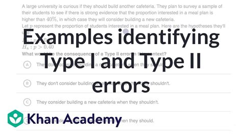 Examples Identifying Type I And Type Ii Errors Ap Statistics Khan