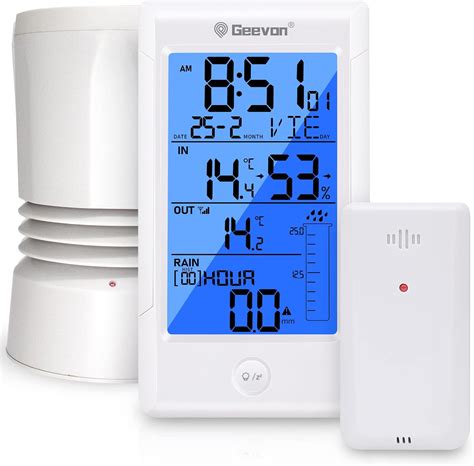 Geevon Wireless Digital Rain Gauge Outdoor With Indoor Outdoor