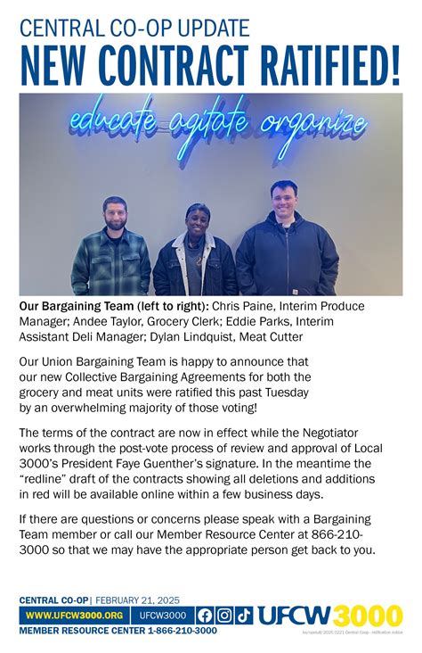 Central Co-op Update- New Contract Ratified! — UFCW 3000