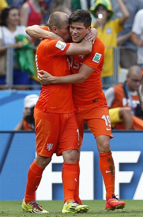 Arjen Robben And Klaas Jan Huntelaar Of Netherlands Against Mexico