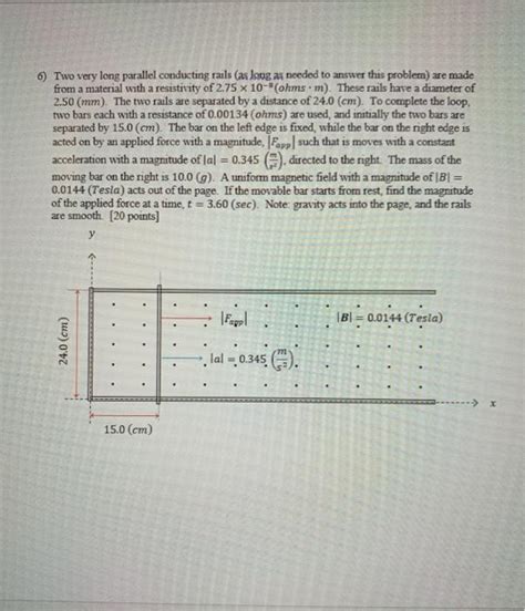 Solved 6 Two Very Long Parallel Conducting Rails As Long Chegg