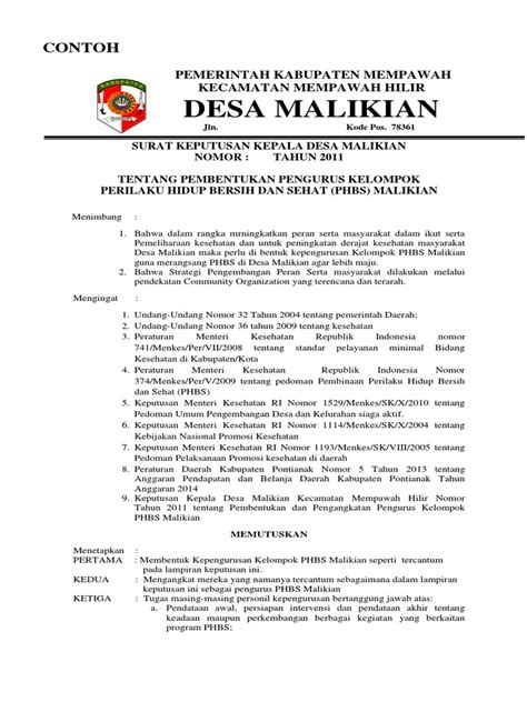Contoh Sk Phbs Malikian Pdf