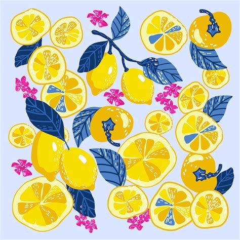 Premium Vector Set Of Vector Lemons And Slice Of Lemons And Leaves