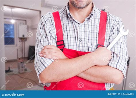 Plumber Standing With Crossed Arms Stock Photo Image Of Installation