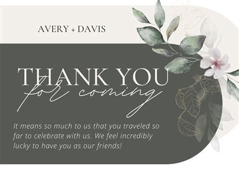 Thank You Cards Editable Canva Template Neutral Flower Thank You Boho Floral Wedding Thank You