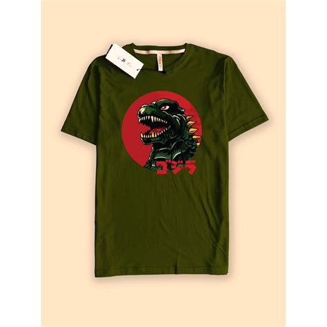 Jual Baju Kaos Tshirt Camoe Godzilla Kaiju Kanji Japan Shopee Indonesia