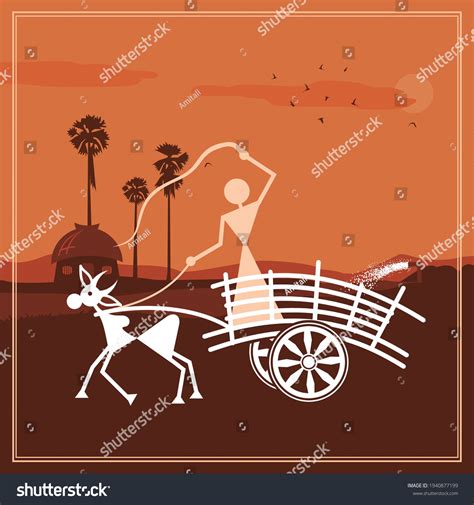 Illustration Indian Tribal Painting Warli Painting Stock Vector