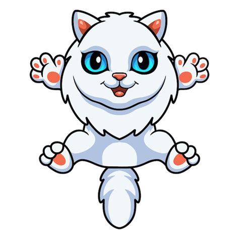 Mignon Petit Dessin Anim De Chat Persan Posant Vecteur Premium