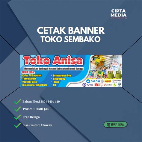 Jual Cetak Banner Toko Sembako Spanduk Sembako Free Design Shopee