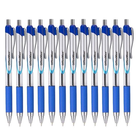 Officemax Retractable Ballpoint Pen Mm Rubber Grip Blue Pack Winc