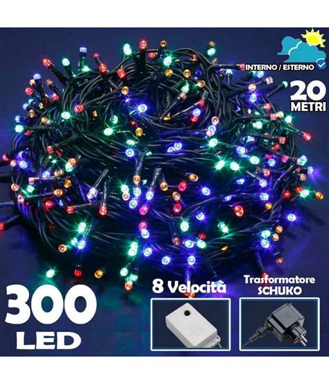 CATENA LUMINOSA 300 LUCI LED MULTICOLORE CONTROLLER 8 FUNZIONI ESTERNO