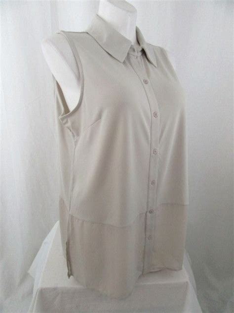 Susan Graver 2x Sandstone Premier Knit Sleeveless Top W Sheer Chiffon