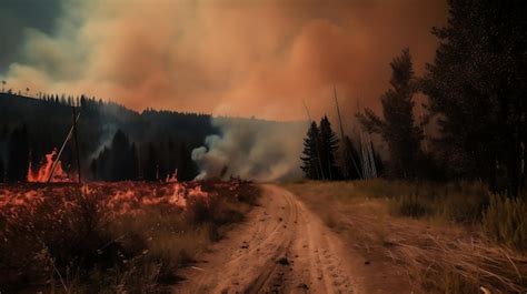 Premium Ai Image A Wildfire Burns To Ground In The Forest