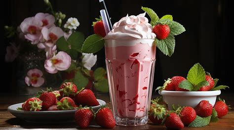 Premium Ai Image Strawberry Shake