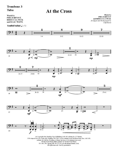 At The Cross Choral Anthem Satb Trombone Tuba Sheet Music Pdf