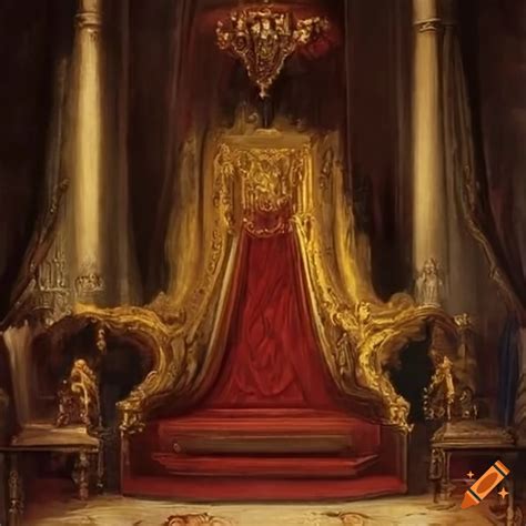 Mysterious Oil Painting Of An Empty Throne Room On Craiyon