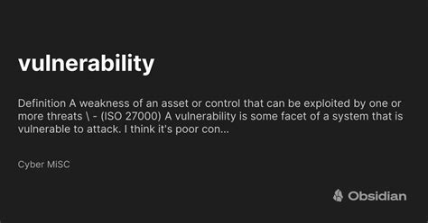 vulnerability - Cyber MiSC - Obsidian Publish