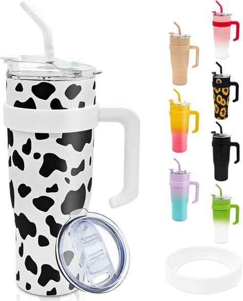 Amazon Cow Print Tumbler 40 Oz Tumbler With Handle And Straw