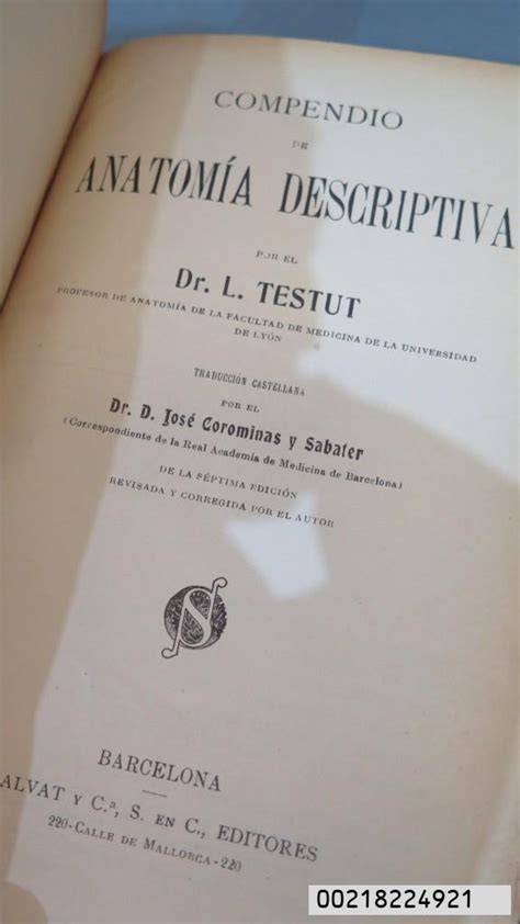 COMPENDIO DE ANATOMÍA DESCRIPTIVA L TESTUT EL DESVAN ANTIGÜEDADES