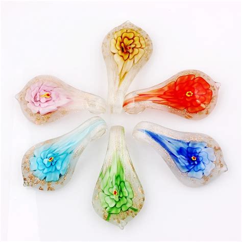 Qianbei Mix Color Drop Flower Pendant Fit Necklace Gifts Jewelry