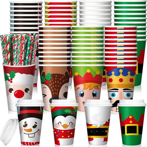 Amazon Uiifan 80 Pack Christmas Coffee Cups Disposable 16 OZ Paper