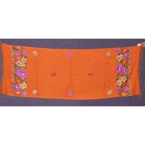 Pure Pashmina Kashmiri Multicolor Thread Embroidered Woollen Stole