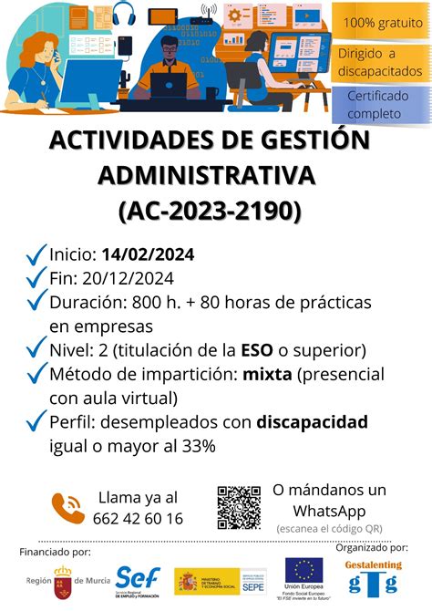 Actividades de gestión administrativa con modalidad mixta SERVICIO