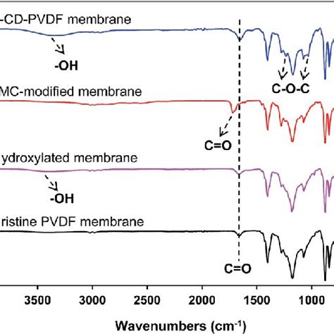 XPS Curve Fitted Spectra Of C 1s Of Sample Membranes A Pristine PVDF