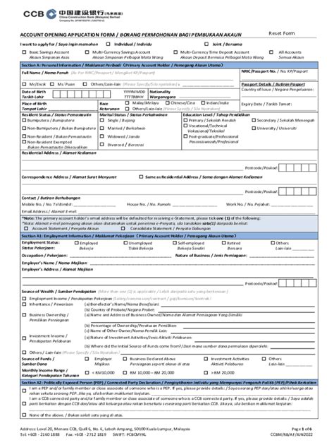 Fillable Online Borang Permohonan Pembukaan Akaun Application Form Fax Email Print Pdffiller