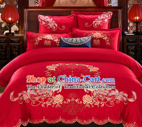 Chinese Wedding 9 Pieces Phoenix Bedding Set