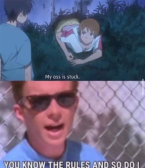 LF Color Source My Ass Is Stuck Girl Crawling Brown Hair Guy Staring Scrolller