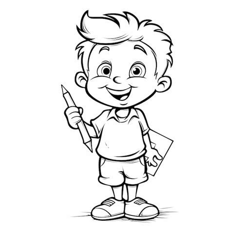 Premium Photo Bosy And Girl Drawing Outline Kids Color Book