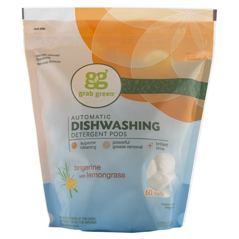 Grab Green Natural Automatic Dishwashing Detergent Pods Tangerine with ...