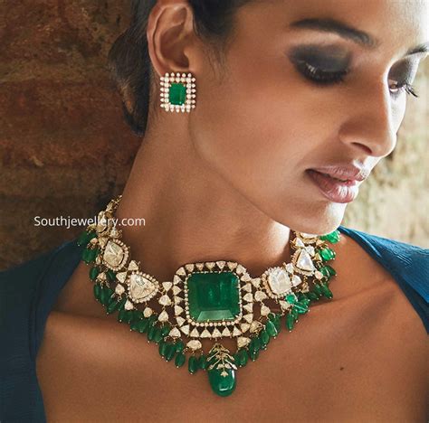 Polki Emerald Necklace Set Indian Jewellery Designs