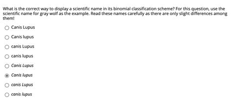 Binomial Nomenclature Examples