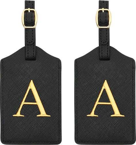 Amazon 2 Pcs Initial Luggage Tags Monogrammed PU Leather Luggage