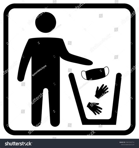 Dispose Mask Gloves Properly Dispose Used Stock Vector (Royalty Free