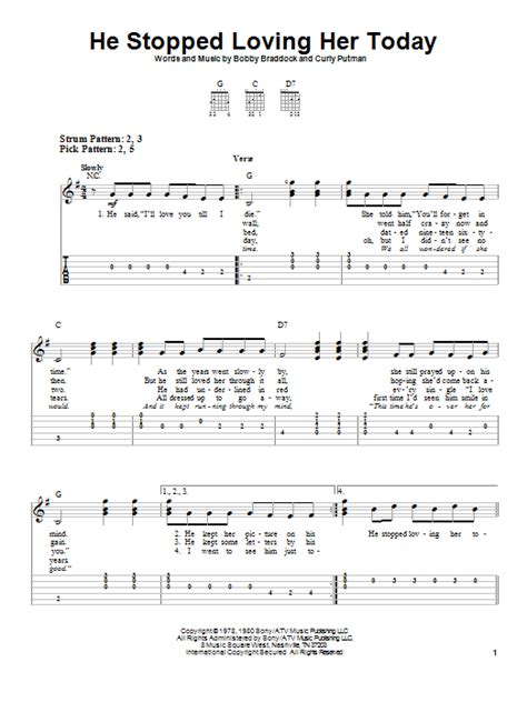 He Stopped Loving Her Today by George Jones - Easy Guitar Tab - Guitar ...