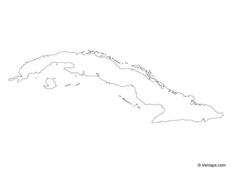 Outline Map of Cuba | Free Vector Maps