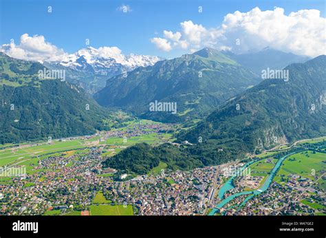 Amazing View Of Interlaken And Adjacent Mountains Photographed From The