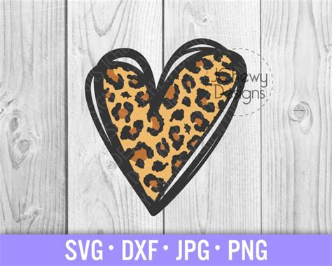 Leopard Print Heart Svg Cheetah Print Heart Svg Doodle Etsy